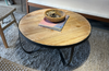 Round Wood & Iron Coffee Table