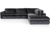 Berezi 4-Piece Left-Arm Sectional with Ottoman in Charcoal Velvet