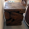Vintage Wood Block Side Table