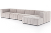 Launo 4-Piece Right-Arm Sectional with Ottoman